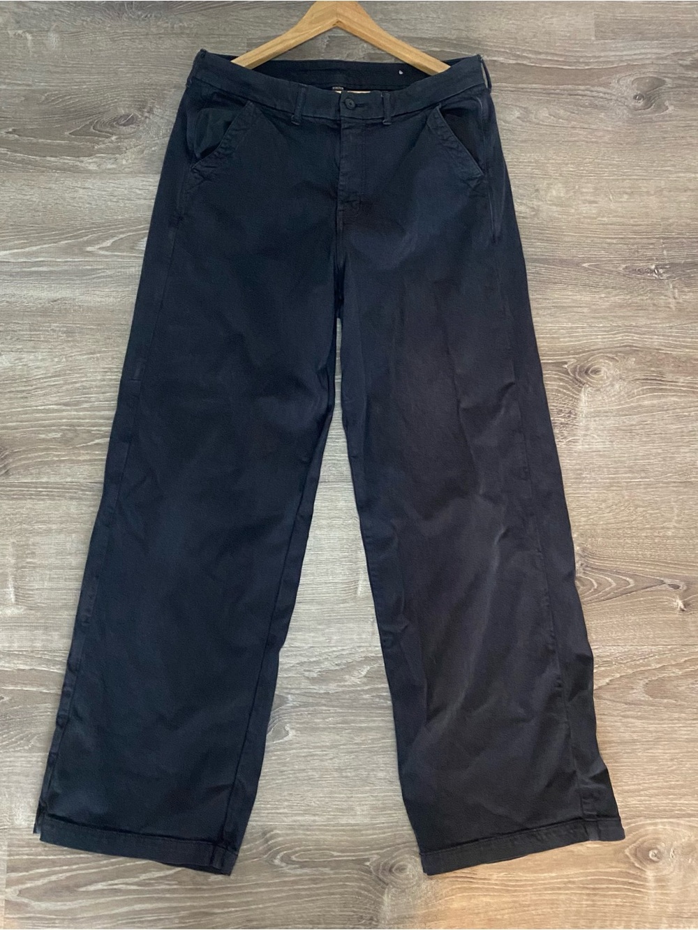 American Eagle Women’s Stretch Wide Leg Chino Pants Navy Baggy Size 16 Long
